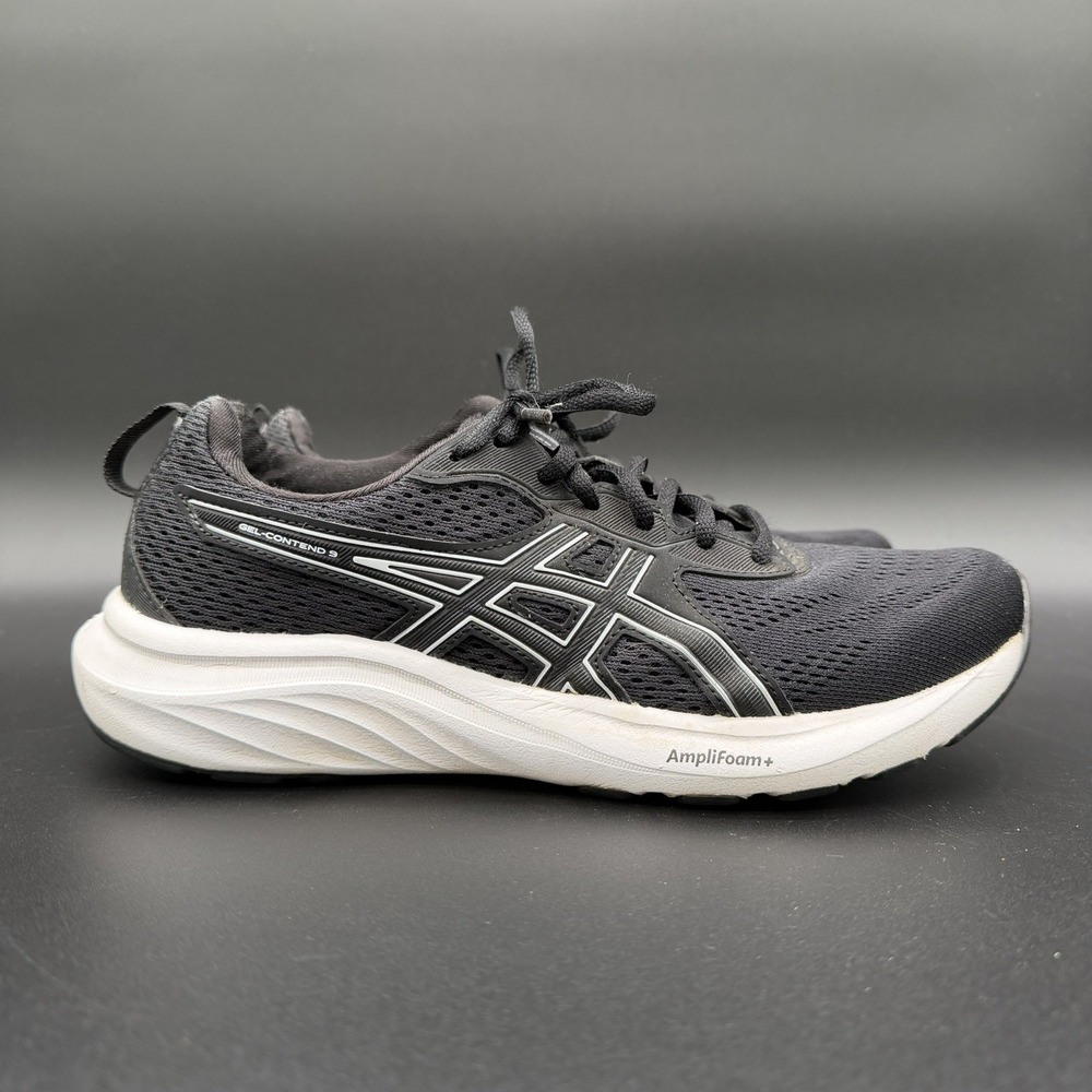 ASICS GEL-Contend 9 Shoes Womens Size 8.5 Black White Running AmpliFoam 1012B681